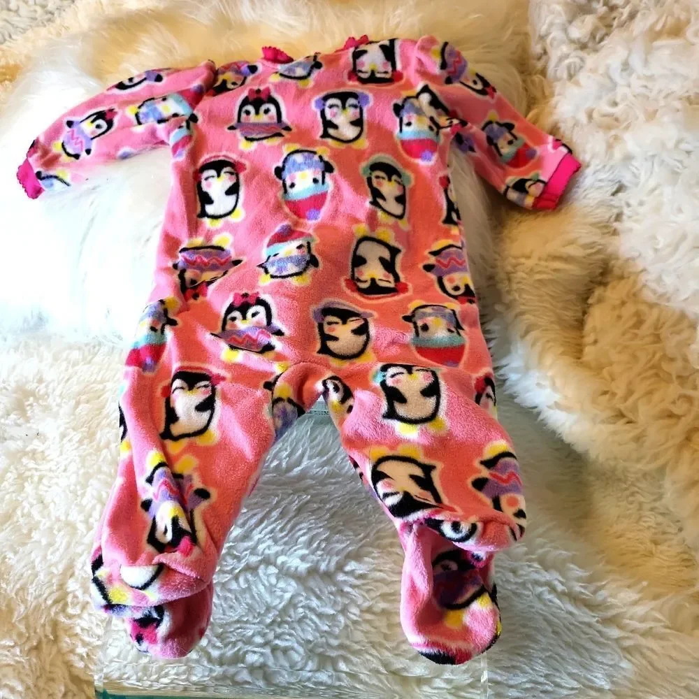 A onsie soft fleece penguins all over it garanimals 0-3months